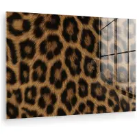 MuchoWow Glasschilderij 120x80 cm - Schilderij acrylglas - Pantervacht - Realistisch - Bruin - Foto op glas - Muurdecoratie woonkamer - Wanddecoratie slaapkamer - Schilderijen
