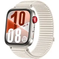 Strap-it Wave nylon bandje met klittenbandsluiting - geschikt voor Huawei Watch Fit 3 / Watch Fit 4 / Watch Fit 4 Pro / Watch Fit 5 / Watch Fit 5 Pro (sterrenlicht)