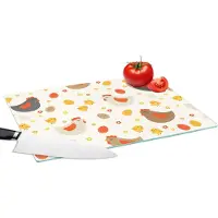 KitchenYeah Glazen Snijplank - 39x28 - Kip - Eieren - Patroon - Snijplanken Glas
