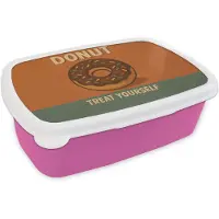 MuchoWow Broodtrommel Roze - Lunchbox Donut - Spikkels - Kleurrijk - Quote - Brooddoos 18x12x6 cm - Brood lunch box - Broodtrommels voor kinderen en volwassenen
