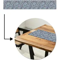 MuchoWow Tafelloper 180x30 cm - Tafelmat vinyl Patroon - Bloem - Grijs - Blauw - Tafeldecoratie - Tafelversiering - Keuken decoratie - Tafel versiering