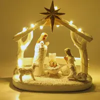 BOG Complete Kerststal Set Met Kribbe En LED Lichten Voor Binnen - Hars Kerstdecoratie Met Figuurtjes En Kerstversiering