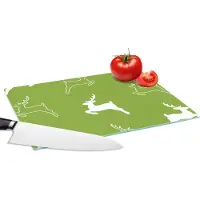 KitchenYeah Glazen Snijplank - 28x20 - Hert - Groen - Patronen - Snijplanken Glas