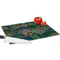 KitchenYeah Glazen Snijplank - 39x28 - Patroon - Bloemen - Glow - Snijplanken Glas