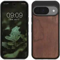 Kwmobile telefoonhoesje geschikt voor Google Pixel 10 / Pixel 10 Pro - Hoesje met bumper in donkerbruin - Backcover - hout
