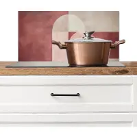 KitchenYeah Spatscherm keuken 60x30 cm - Kookplaat achterwand Figuren - Abstract - Roze - Muurbeschermer - Spatwand fornuis - Hoogwaardig aluminium