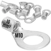 Kalitec 10 stuks Q10-10 krimpkabelschoen 10 mm² M10 I ongeïsoleerd I doornpersing I voor soepele, fijne en ultrafijne draadgeleiders I kabelschoen 10 mm² volgens DIN 46234