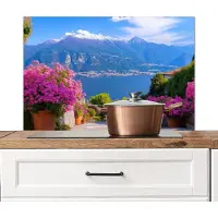 KitchenYeah Spatscherm keuken 80x55 cm - Kookplaat achterwand Lake Como - Italië - Landschap - Muurbeschermer - Spatwand fornuis - Hoogwaardig aluminium