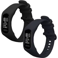 Kwmobile 2x horlogebandjes geschikt voor Garmin vivosmart 5 / Smart 5 bandje - Smartwatch bandjes van TPU - Activity tracker horloge band in zwart / donkerblauw