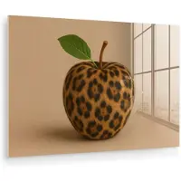 MuchoWow Glasschilderij 150x100 cm - Schilderij acrylglas - Appel - Panter - Blaadje - Groen - Foto op glas - Muurdecoratie woonkamer - Wanddecoratie slaapkamer - Schilderijen