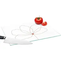 KitchenYeah Glazen Snijplank - 39x28 - Bloem - Line art - Natuur - Snijplanken Glas