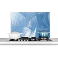 KitchenYeah Spatscherm keuken 90x60 cm - Kookplaat achterwand Acrylverf - Blauw - Design - Muurbeschermer - Spatwand fornuis - Hoogwaardig aluminium