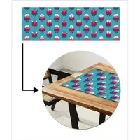 MuchoWow Tafelloper 150x50 cm - Tafelmat vinyl Patronen - Retro - Bloemen - Lelie - Tafeldecoratie - Tafelversiering - Keuken decoratie - Tafel versiering