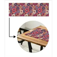 MuchoWow Tafelloper 150x50 cm - Tafelmat vinyl Vintage - Patronen - Bloemen - Planten - Tafeldecoratie - Tafelversiering - Keuken decoratie - Tafel versiering