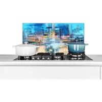KitchenYeah Spatscherm keuken 70x30 cm - Kookplaat achterwand Olieverf - Abstract - Schilderij - Muurbeschermer - Spatwand fornuis - Hoogwaardig aluminium