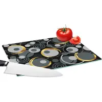 KitchenYeah Glazen Snijplank - 28x20 - Goud - Cirkel - Patronen - Snijplanken Glas
