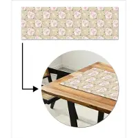 MuchoWow Tafelloper 150x50 cm - Tafelmat vinyl Roos - Patronen - Bloemen - Tafeldecoratie - Tafelversiering - Keuken decoratie - Tafel versiering