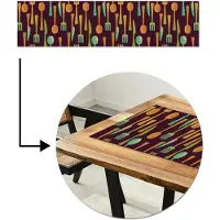 MuchoWow Tafelloper 200x50 cm - Tafelmat vinyl Keukengerei - Patroon - Retro - Tafeldecoratie - Tafelversiering - Keuken decoratie - Tafel versiering