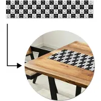MuchoWow Tafelloper 150x30 cm - Tafelmat vinyl Patronen - Schaakbord - Zwart Wit - Tafeldecoratie - Tafelversiering - Keuken decoratie - Tafel versiering