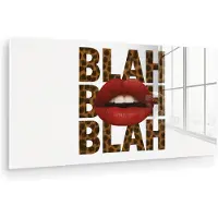 MuchoWow Glasschilderij 160x80 cm - Schilderij acrylglas - Lip - Rood - Quote - Foto op glas - Muurdecoratie woonkamer - Wanddecoratie slaapkamer - Schilderijen