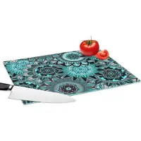 KitchenYeah Glazen Snijplank - 39x28 - Mandala - Bloemen - Design - Snijplanken Glas