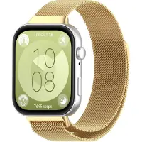 Strap-it Milanees gevlochten RVS bandje met magneetsluiting - geschikt voor Huawei Watch Fit 3 / Watch Fit 4 / Watch Fit 4 Pro / Watch Fit 5 / Watch Fit 5 Pro (goud)