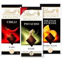 Lindt EXCELLENCE Chocolade Puur mix- Pure Chocoladerepen Smaakpakket - 100g per reep - 3-pack - Pistache, Sinaasappel, Karamel Zeezout