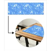 MuchoWow Tafelloper 150x50 cm - Tafelmat vinyl Marmer - Blauw - Patronen - Patroon - Tafeldecoratie - Tafelversiering - Keuken decoratie - Tafel versiering