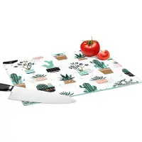 KitchenYeah Glazen Snijplank - 39x28 - Patronen - Cactus - Planten - Snijplanken Glas