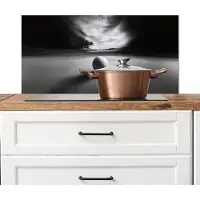 KitchenYeah Spatscherm keuken 80x40 cm - Kookplaat achterwand Golfbal - Wazig - Zwart - Muurbeschermer - Spatwand fornuis - Hoogwaardig aluminium