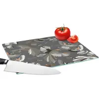 KitchenYeah Glazen Snijplank - 28x20 - Vogel - Patroon - Wolken - Snijplanken Glas