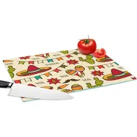 KitchenYeah Glazen Snijplank - 39x28 - Mexico - Cactus - Patronen - Snijplanken Glas