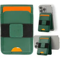 Garzini Premium Pasjeshouder van Echt Leer - Geschikt voor MagSafe Wallet - RFID Bescherming - Kaarthouder voor 7 Pasjes - Magnetische Kaarthouder - Groen