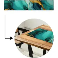 MuchoWow Tafelloper 200x40 cm - Tafelmat vinyl Marmer - Goud - Blauw groen - Abstract - Turquoise - Tafeldecoratie - Tafelversiering - Keuken decoratie - Tafel versiering