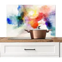 KitchenYeah Spatscherm keuken 90x60 cm - Kookplaat achterwand Waterverf - Regenboog - Abstract - Kunst - Kleuren - Muurbeschermer - Spatwand fornuis - Hoogwaardig aluminium