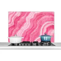 KitchenYeah Spatscherm keuken 100x65 cm - Kookplaat achterwand Agaat geode - Roze - Kristal - Geode - Muurbeschermer - Spatwand fornuis - Hoogwaardig aluminium