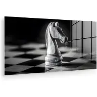 MuchoWow Glasschilderij 120x60 cm - Schilderij acrylglas - Paard - Hout - Schaalbord - Zwart - Foto op glas - Muurdecoratie woonkamer - Wanddecoratie slaapkamer - Schilderijen