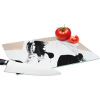 KitchenYeah Glazen Snijplank - 28x20 - Zwart - Abstract - Design - Snijplanken Glas