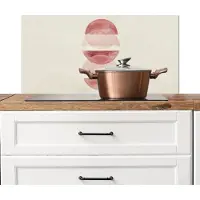 KitchenYeah Spatscherm keuken 80x40 cm - Kookplaat achterwand Minimalistisch - Cirkels - Roze - Muurbeschermer - Spatwand fornuis - Hoogwaardig aluminium