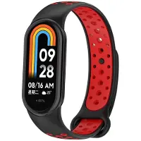 Strap-it Siliconen sport bandje met druksluting - geschikt voor Xiaomi Smart Band 8 / Smart Band 9 / Smart Band 10 (zwart/rood)