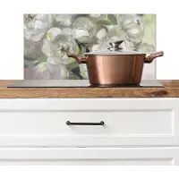 KitchenYeah Spatscherm keuken 70x30 cm - Kookplaat achterwand Bloemen - Planten - Bladeren - Wit - Muurbeschermer - Spatwand fornuis - Hoogwaardig aluminium