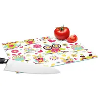 KitchenYeah Glazen Snijplank - 28x20 - Patronen - Uil - Dieren - Snijplanken Glas