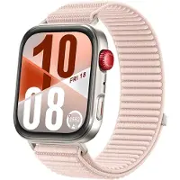 Strap-it Wave nylon bandje met klittenbandsluiting - geschikt voor Huawei Watch Fit 3 / Watch Fit 4 / Watch Fit 4 Pro / Watch Fit 5 / Watch Fit 5 Pro (lichtroze)