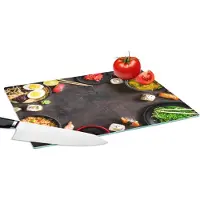 KitchenYeah Glazen Snijplank - 39x28 - Sushi - Eetstokjes - Kruiden - Specerijen - Snijplanken Glas