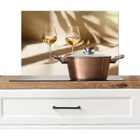 KitchenYeah Spatscherm keuken 60x40 cm - Kookplaat achterwand Wijn - Wijnglazen - Wit - Muurbeschermer - Spatwand fornuis - Hoogwaardig aluminium