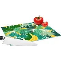 KitchenYeah Glazen Snijplank - 28x20 - Tropisch - Bladeren - Jungle - Patronen - Snijplanken Glas