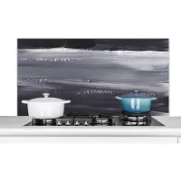 KitchenYeah Spatscherm keuken 120x60 cm - Kookplaat achterwand Verf - Abstract - Zwart - Muurbeschermer - Spatwand fornuis - Hoogwaardig aluminium