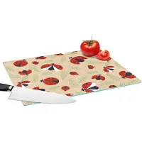 KitchenYeah Glazen Snijplank - 39x28 - Lieveheersbeestje - Bladeren - Design - Snijplanken Glas
