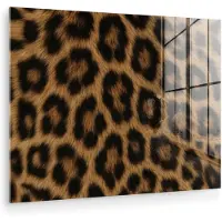 MuchoWow Glasschilderij 80x60 cm - Schilderij acrylglas - Pantervacht - Realistisch - Bruin - Foto op glas - Muurdecoratie woonkamer - Wanddecoratie slaapkamer - Schilderijen