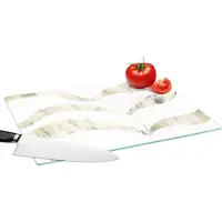 KitchenYeah Glazen Snijplank - 39x28 - Bladeren - Pastel - Design - Snijplanken Glas